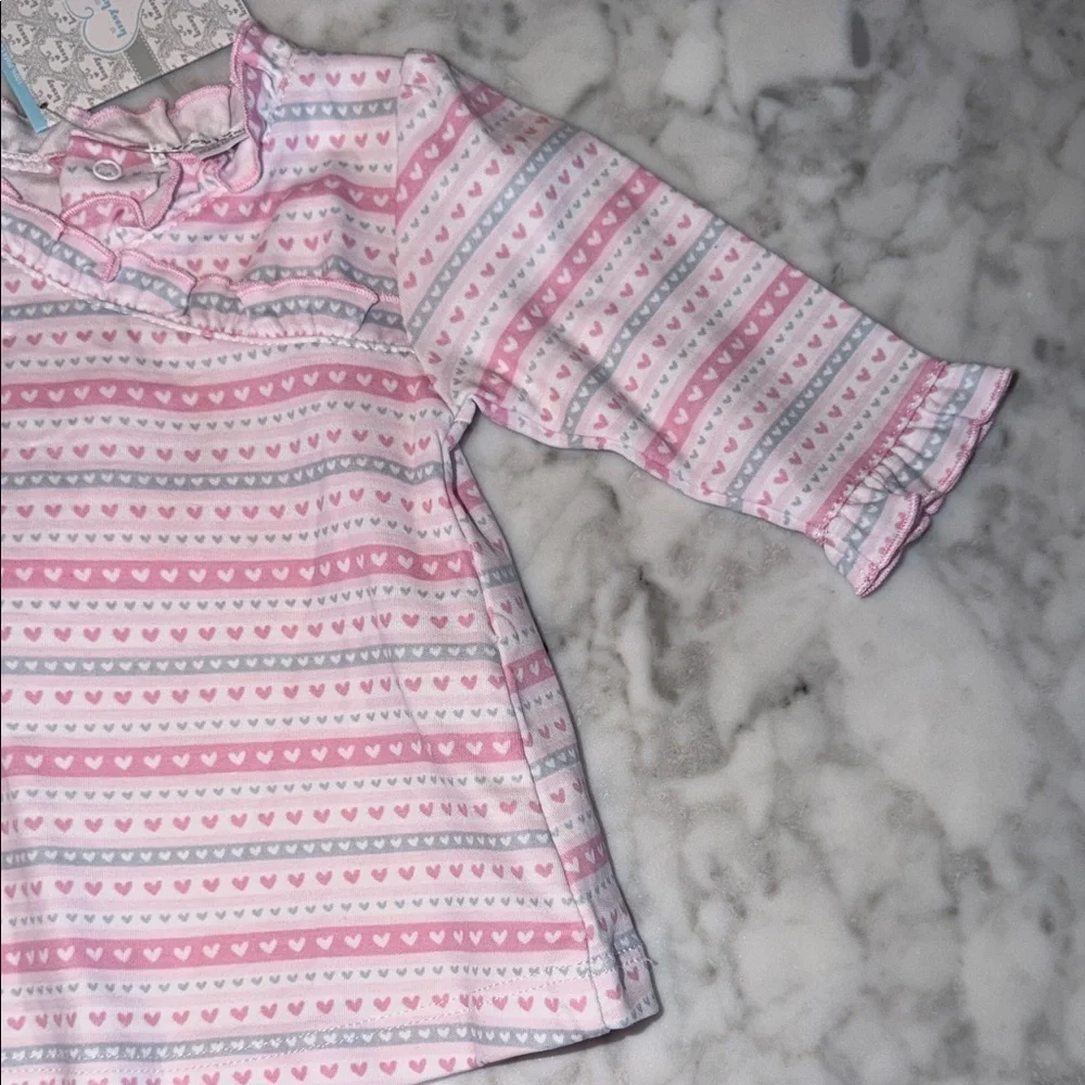 NWT Kissy Kissy Pink & White Striped Ruffle Baby Set